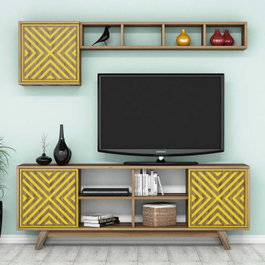 Hanah Home Mueble de TV Bohemio Nogal y Amarillo